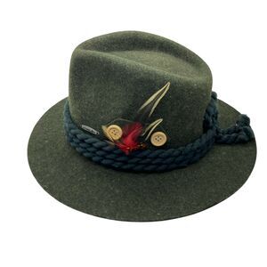 Oktoberfest Fedora Hat German Headwear Unisex Alpen Green Wool Trachten  Size 7